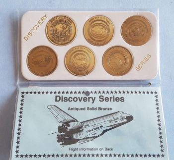 NASA Discovery Series Space Shuttle 6 Antique Solid Bronze Medallion Ltd Number Editions Set