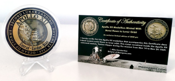 Apollo 12 Medallion Minted With Flown To Lunar Orbit Metal NASA With COA