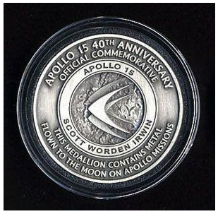 Apollo 15 40th Anniversary Medallion with Space Flown Metal NASA