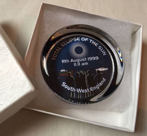 Glass Paperweight Total Eclipse Of The Sun 11th August 1999 11.11 am South 