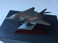 Solid Pewter Stealth F-118 Area 51 Desk Model Aircraft On Wood Stand Display Very Rare