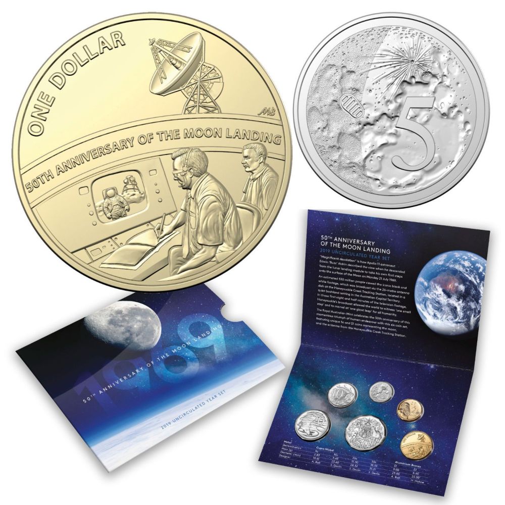 Australia 2019 6 Coin Set 50th Anniversary Moon Landing Special NASA Space Collector