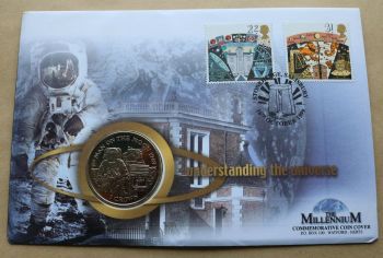 APOLLO Brilliant Uncirculated Millennium Isle Of Man Crown Coin Stamp Cover THE MOON 16