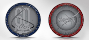 NASA 60 Years Commemorative Medallion With Space Flown Metal Rare Collector