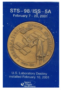 STS-98/ISS-5A Medallion Contains Real Flown Metal NASA Shuttle Space Station ISS