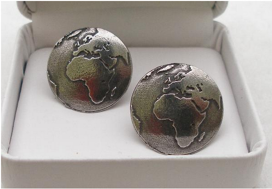 Planet Earth Cufflink In Fine English Pewter Handmade Crafted Display Gift Boxed