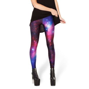 Nasa Space Leggings Stars Nebula Galaxy Size 8/10 Shiny Stretchy Lycra