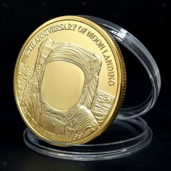 Neil Armstrong  Gold Medallion Moon Landing Commemorative Coin Souvenir 50 Anniversary Large Medal Coin 40mm