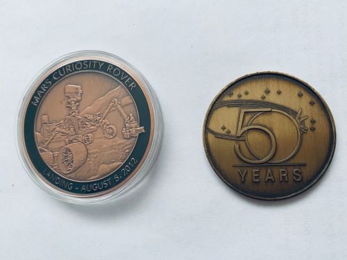 Apollo 11 & NASA 50th Medallion Set Stunning Large Size Coin Medals In Dis