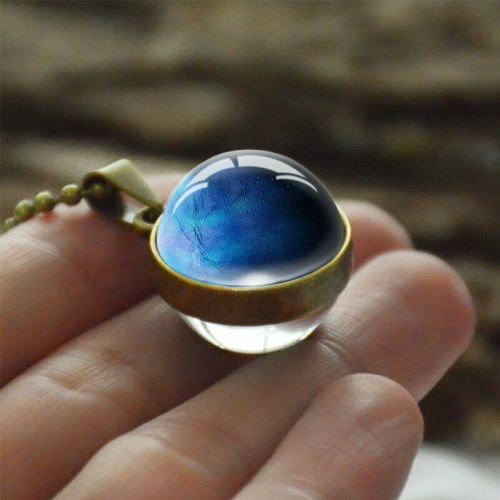 Stunning Jupiter Space Planet Glass Globe sphere Necklace Chain Jewellery