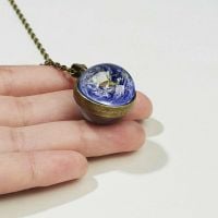 Stunning Earth Blue Sky Glass Globe sphere Necklace Chain Jewellery