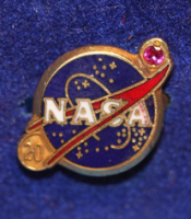 NASA 20 Years Work Service 10K Solid Gold With Ruby Gem Stone Stunning Quality Pin Badge Broach Jewellary