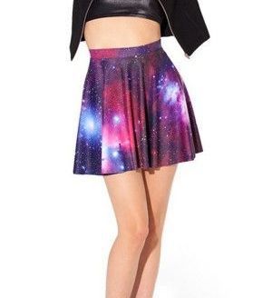 Space Nebula Ladies Girls Lycra Spandex Shiny Stretchy Skirt Size 8/10