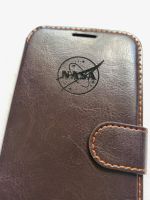 NASA Logo Brown Leather Apple iPhone XR Case Cover Deluxe Quality 