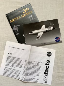 X-1E Genuine Rare NASA Aircraft Post Card Fact Sheet Papers & Metal Laser Cut Spacecraft Model On Stand