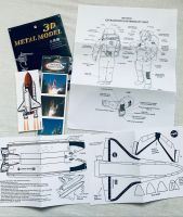 Genuine NASA Astronaut & Shuttle Stickers And Fact Sheets Papers From USA Kennedy Space Center & Laser Cut Metal Spacecraft  Model