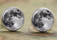 The Moon 925 Silver Plated Full Moon Cufflinks Space Cuff links
