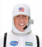 Adults Unisex Mens Ladies Space Astronaut Helmet Fancy Dress Up With Patch Logo & Coms Mic