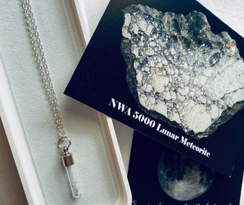 Moon Rock Meteorite Dust Silver Necklace Pendant