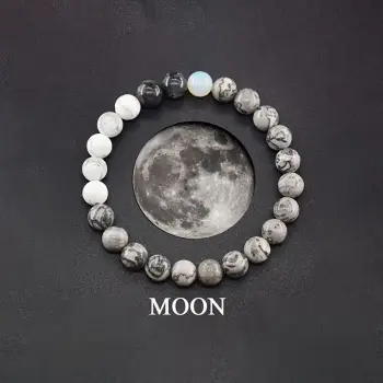 Moon Lunar Space Crystal Stone Beads Bracelet