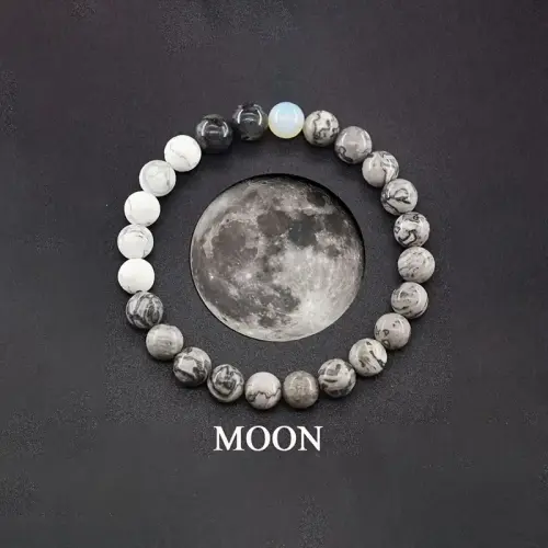 Moon Lunar Space Crystal Stone Beads Bracelet