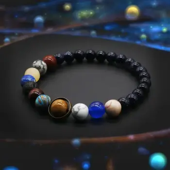 Solar System Bracelet with Natural Stone Beads Fashionable Galaxy Space