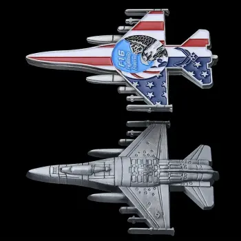 F-16 Fighting Falcon USAF Die-Cast Shaped Medal Coin Medallion