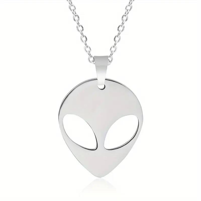 Alien UFO Area 51 Silver Stainless Steel Pandant Necklace