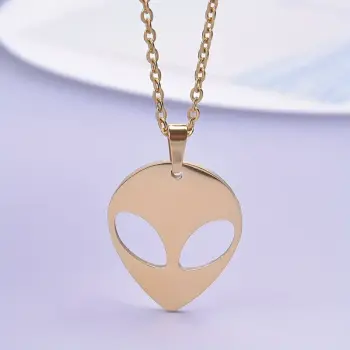 Gold Alien UFO Area 51 Stainless Steel Pandant Necklace