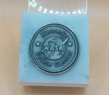 NASA Logo Pewter Solid Marble Paperweight Kennedy Space Center