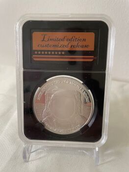 Silver Ltd Edition NASA Apollo 11 Moon Landing Large Medallion Coin In Hard Display Case