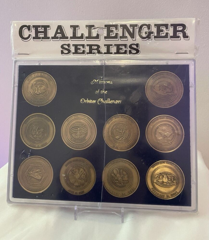 Rare NASA Space Shuttle Challenger 10 Bronze Coin Medallion Set Kennedy Center