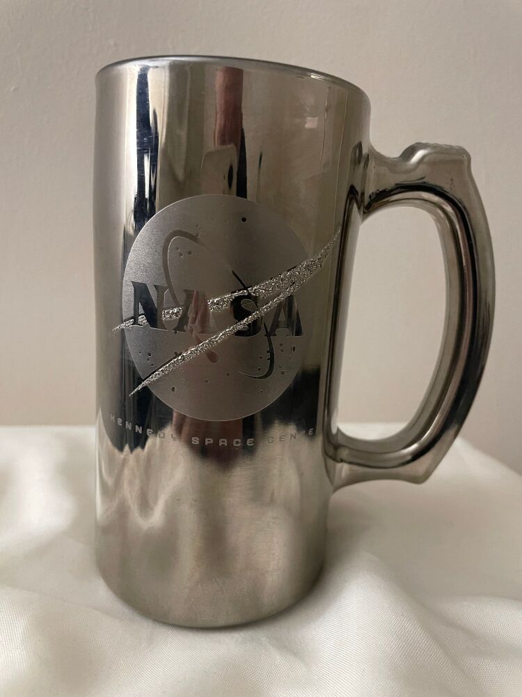 NASA Space Kennedy Center Silver & Sparkle Effect Large Tanker Mug Cup