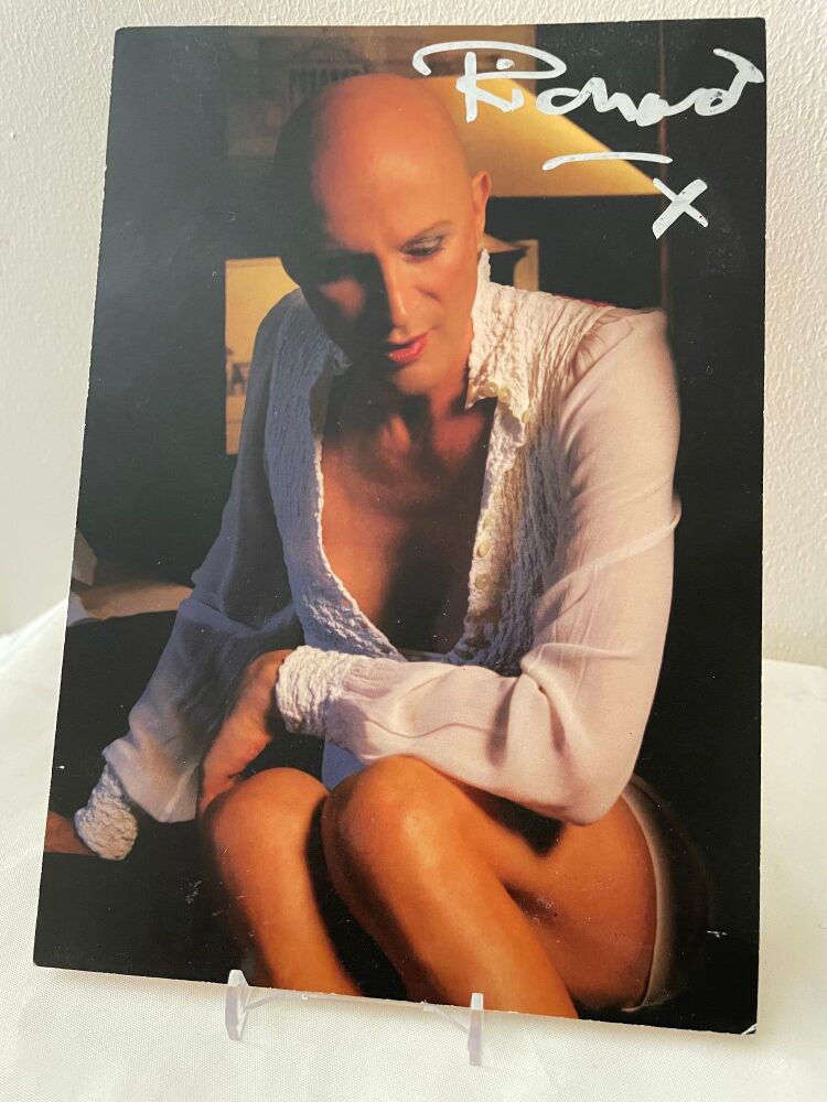 Genuine Signed 8” x 6” Richard Obrian Crystal Maze Rocky Horror Card Photo