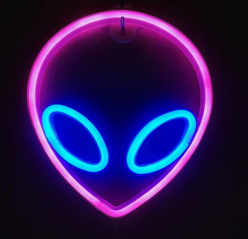 Colour UFO Area 51 Alien LED Neon Light Alien Face Battery Power Operated
