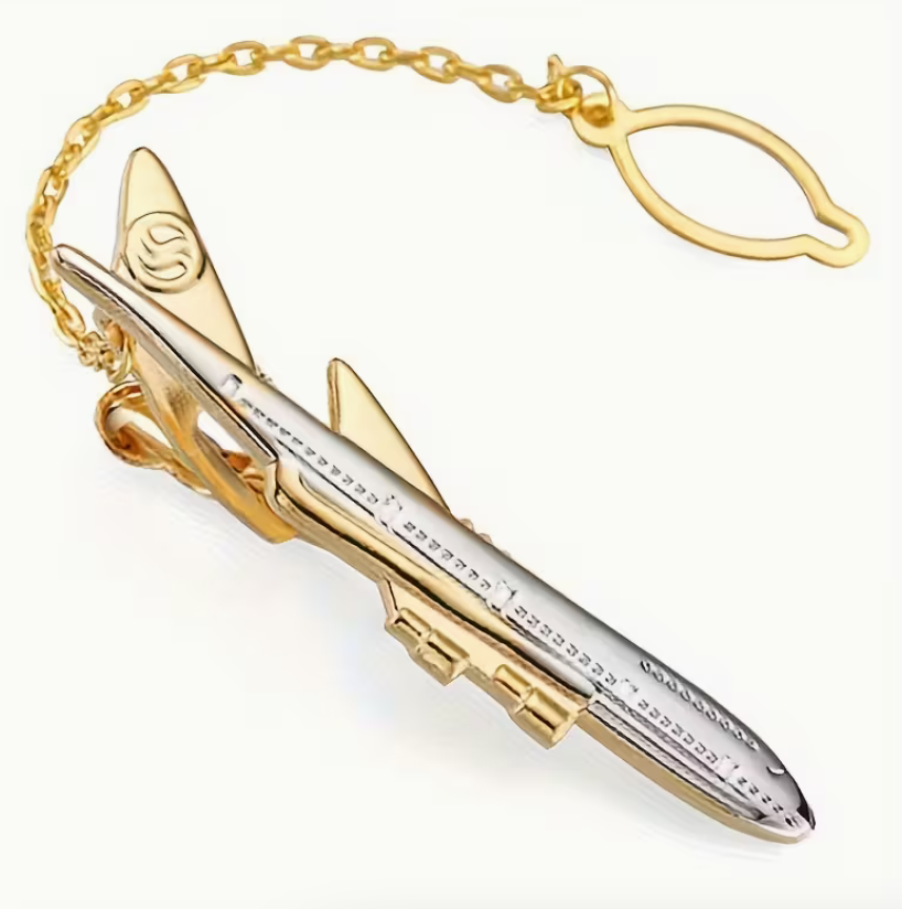 Gold & Silver Aviation Pilot Aircraft Jet Shirt Suit Tie Clip