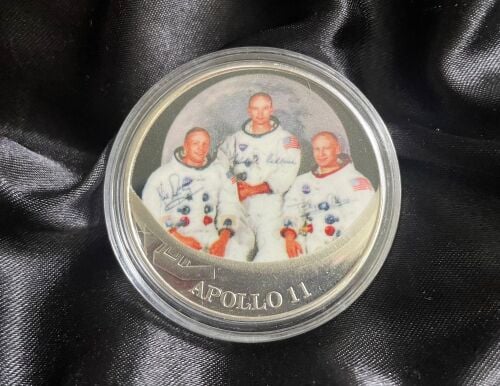 NASA Apollo 11 Moon Space Mission Silver Plated Medallion Coin