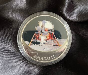 NASA Apollo 11 Moon Space Mission Silver Plated Medallion Coin