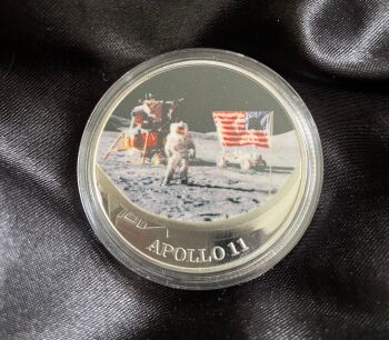 NASA Apollo 11 Moon Space Mission Silver Plated Medallion Coin