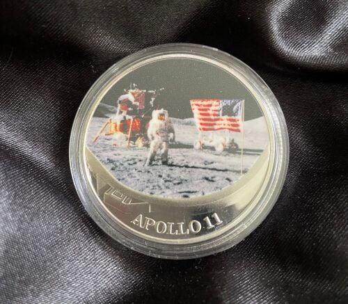 NASA Apollo 11 Moon Space Mission Silver Plated Medallion Coin