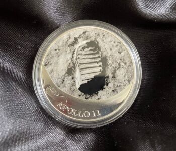NASA Apollo 11 Moon Space Mission Silver Plated Medallion Coin