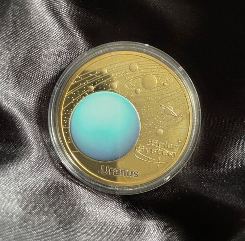 Planet Uranus Solar System Series Gold Plated Large Medallion Coin