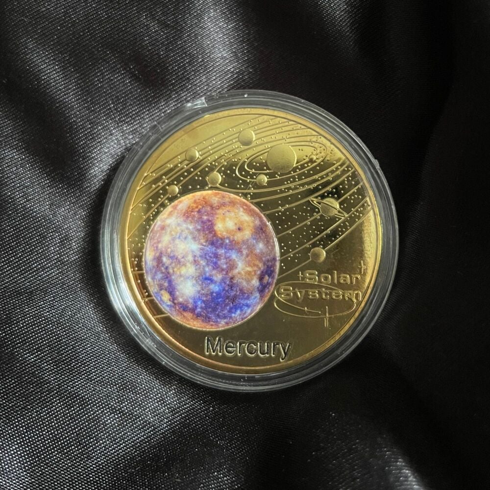 Planet Mercury Solar System Series Gold Plated Large Medallion Coin