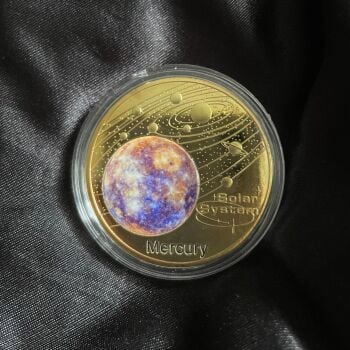 Planet Mercury Solar System Series Gold Plated Large Medallion Coin