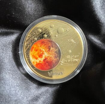 Planet Venus Solar System Series Gold Plated Large Medallion Coin