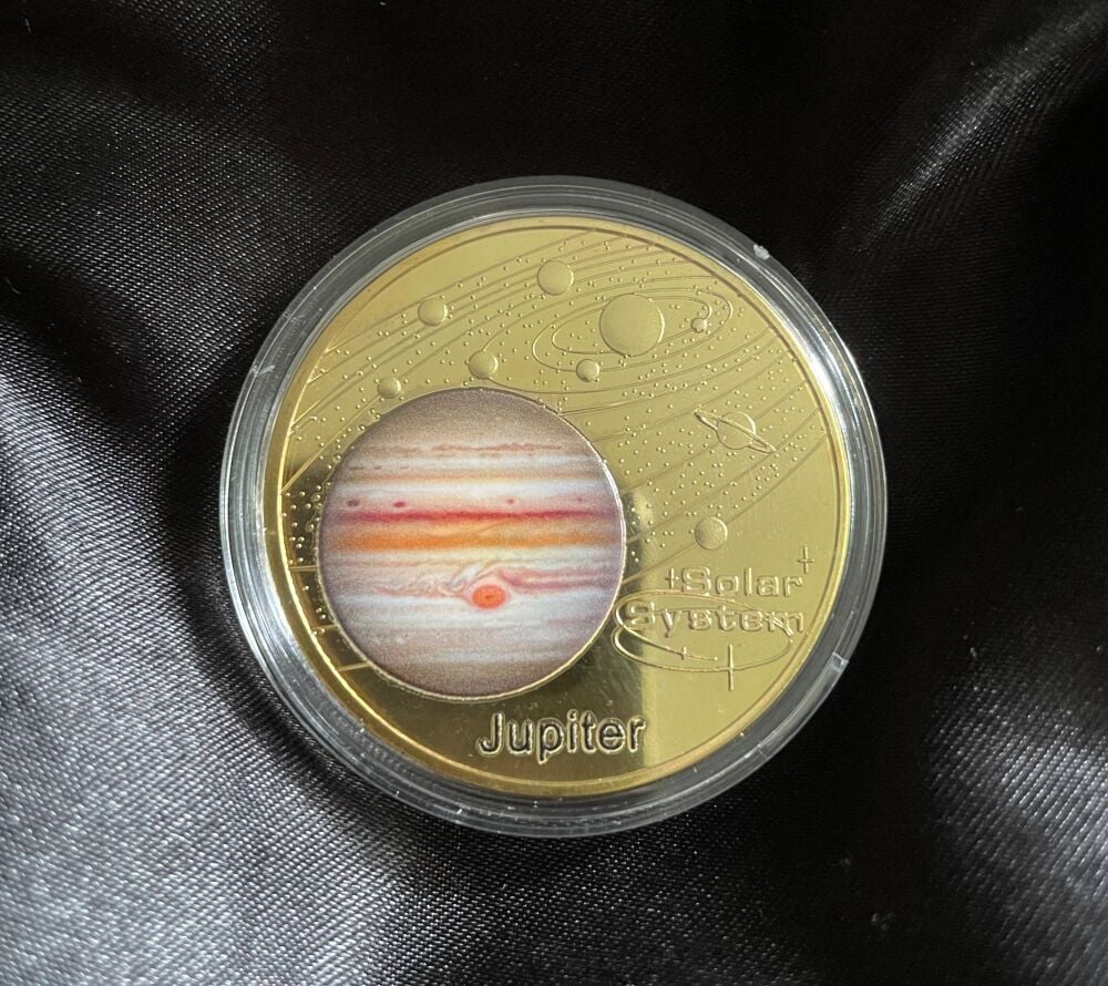 Planet Jupiter Solar System Series Gold Plated Large Medallion Coin