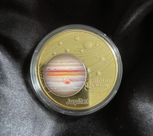 Planet Jupiter Solar System Series Gold Plated Large Medallion Coin