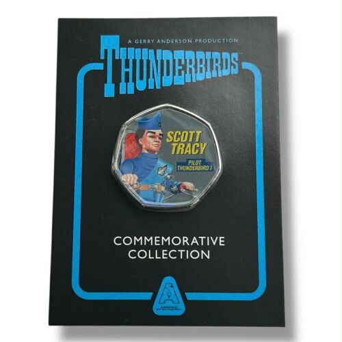 Scott Tracy Gerry Anderson Thunderbirds 50p Shaped Collectable Coin On Card