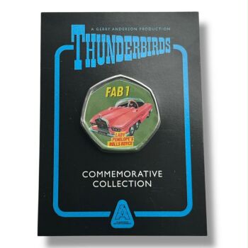 Fab 1 Lady Penelope Gerry Anderson Thunderbirds 50p Shaped Collectable Coin On Card With C.O.A Cirtificate Info Card