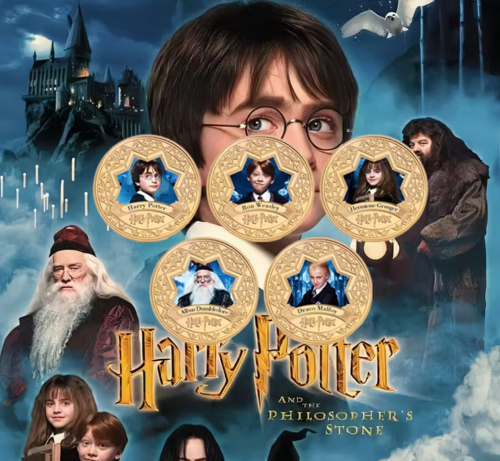Warner Brothers Harry Potter And The Philosopher's Stone 5 Medallion Coin S
